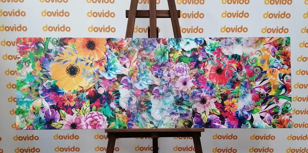Εικόνα λουλουδιών σε σχέδιο με έντονα χρώματα - 150x50