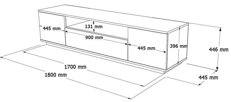 Έπιπλο τηλεόρασης Soren pakoworld sonoma-ανθρακί 180x.44.5x44.6εκ - 176-000056 - 176-000056