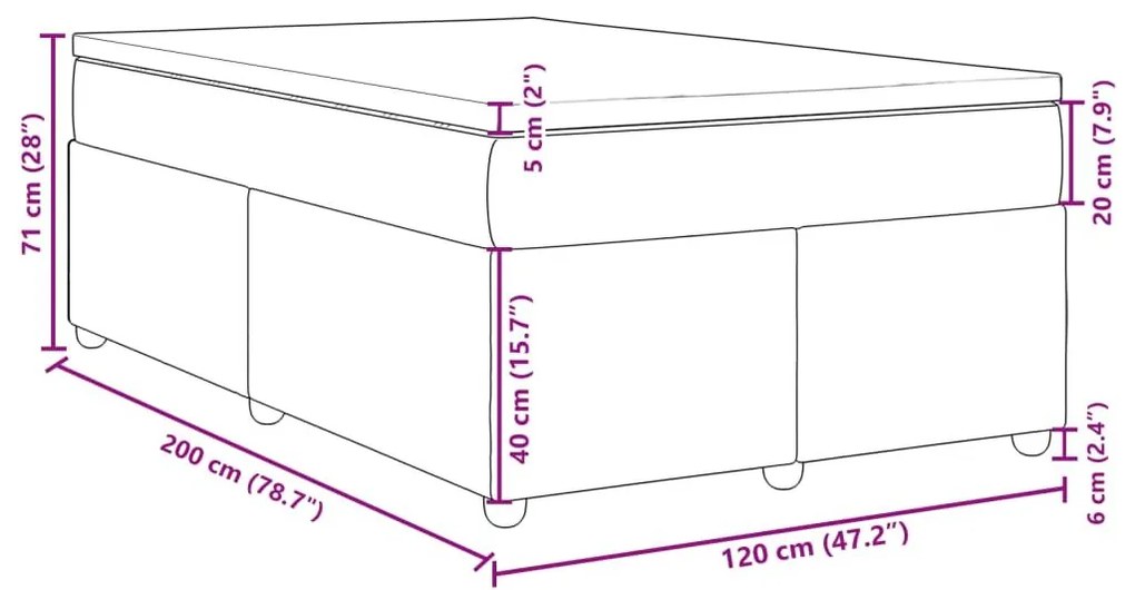 Κρεβάτι Boxspring με Στρώμα Taupe 120x200 εκ. Υφασμάτινο - Μπεζ-Γκρι