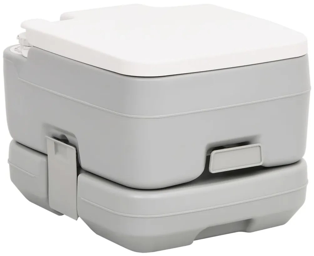 vidaXL Τουαλέτα Κάμπινγκ Φορητή Γκρι και Λευκό 10 + 10 Λίτρα από HDPE