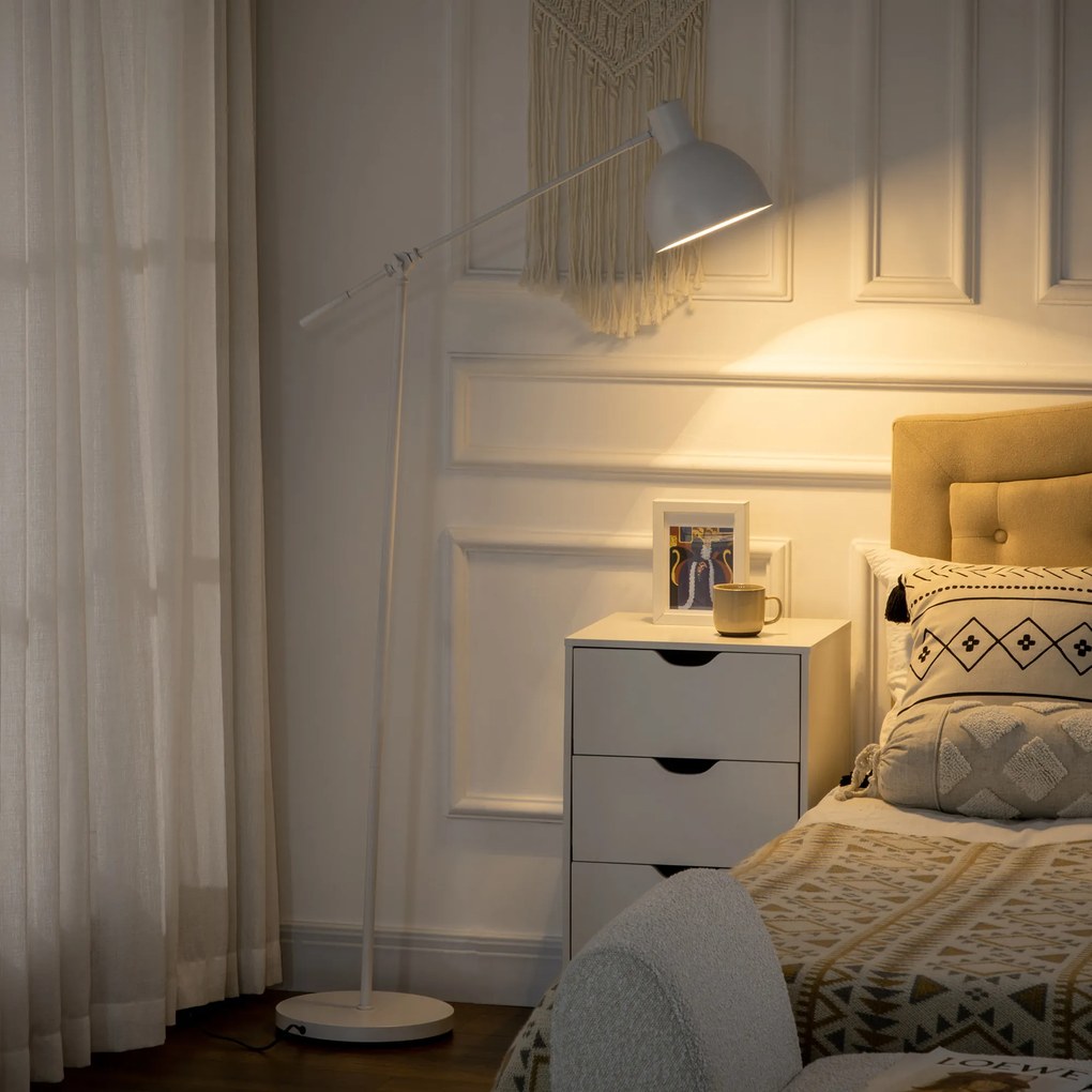 HOMCOM Φωτιστικό δαπέδου σε βιομηχανικό στυλ, ρυθμιζόμενο ύψος, διακόπτης ποδιού; 30 x 30 x 131 cm, Μαύρο