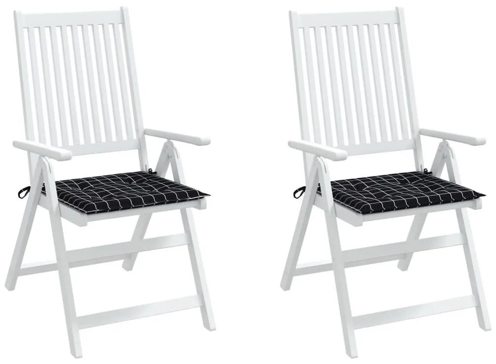 Μαξιλάρια Καρέκλας 2 τεμ. Μαύρο Καρό 40 x 40 x 3 εκ. Υφασμάτινα - Πολύχρωμο