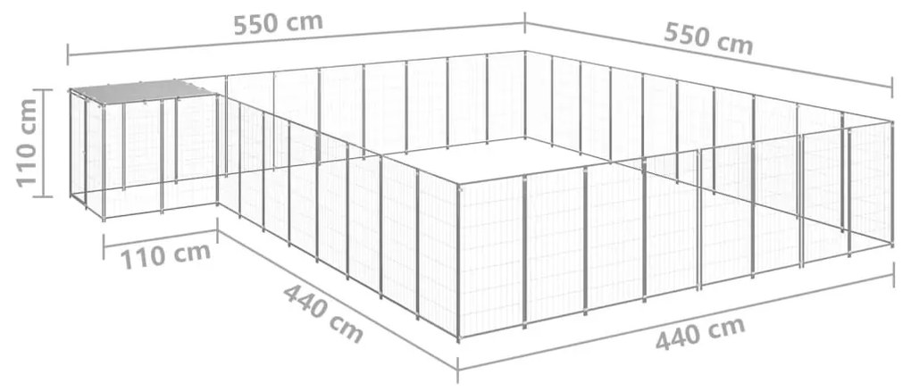 Σπιτάκι Σκύλου Ασημί 25,41 μ² Ατσάλινο - Ασήμι