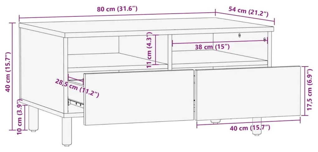 Τραπεζάκι Σαλονιού Μαύρο 80x54x40 εκ. από Επεξεργασμένο Ξύλο - Μαύρο