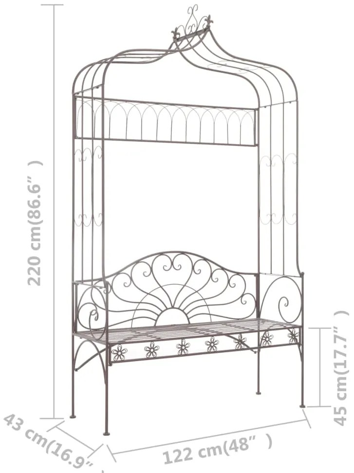 vidaXL Παγκάκι Κήπου Αντικέ Καφέ 122 εκ. Σιδερένιο