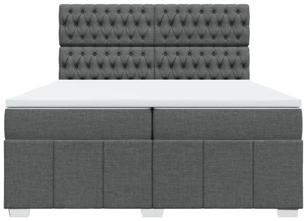 Κρεβάτι Boxspring με Στρώμα Σκούρο Γκρι 200x200 εκ. Υφασμάτινο - Γκρι