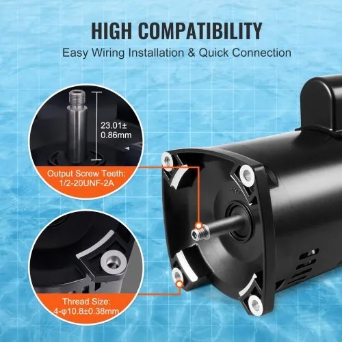 VEVOR 1HP Pool Pump Motor 115/230V 9/4.5 Amps 56Y 3450RPM 90μF/250V Capacitor