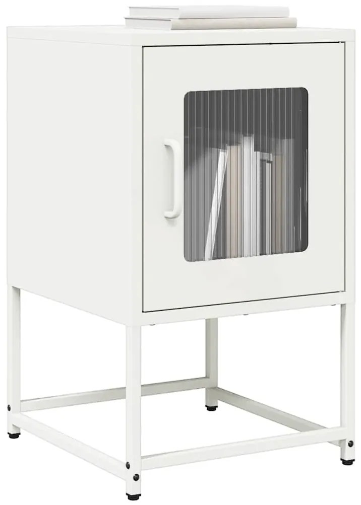 vidaXL Κομοδίνο λευκό 36x39x60,5 cm από χάλυβα ψυχρής έλασης