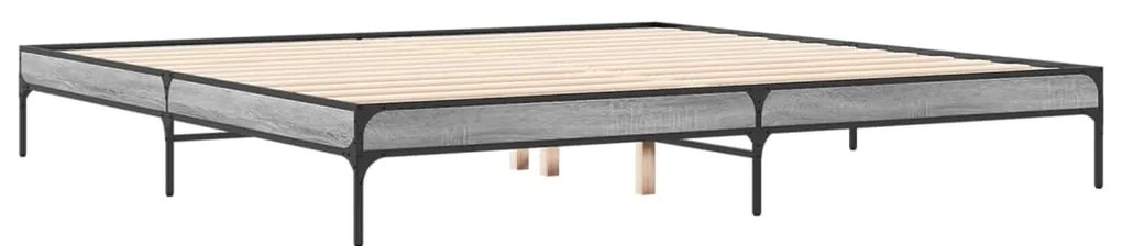vidaXL Πλαίσιο Κρεβατιού Γκρι Sonoma 180x200 εκ. Επεξ. Ξύλο & Μέταλλο