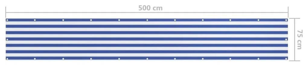 Διαχωριστικό Βεράντας Λευκό/Μπλε 75 x 500 εκ. Ύφασμα Oxford - Πολύχρωμο