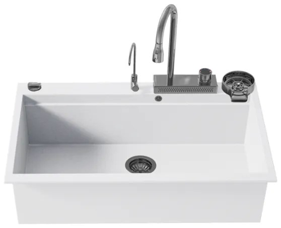 Sanitec Ultra Granite 850 Quartz Multi Ένθετος Γρανιτένιος Νεροχύτης 79Χ50cm Bianco (Inox accessories)