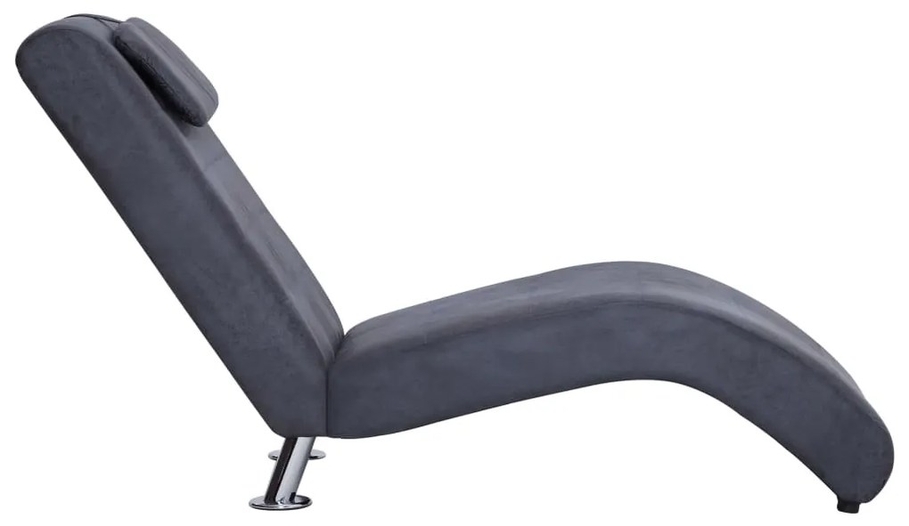 vidaXL Ανάκλιντρο Γκρι από Συνθετικό Καστόρι με Μαξιλάρι