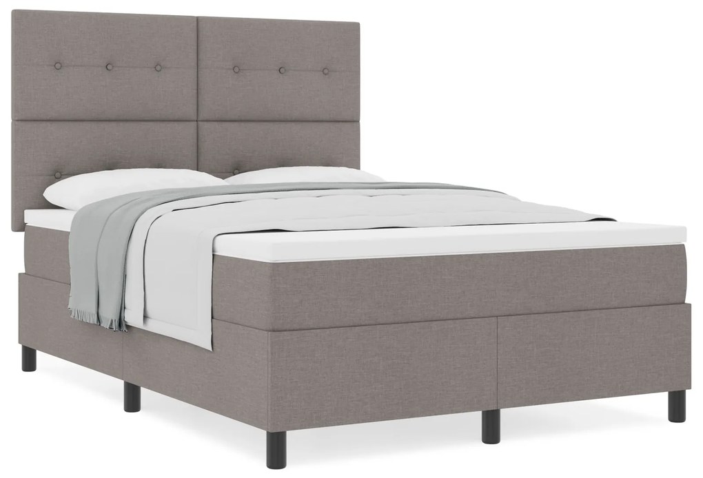 vidaXL Κρεβάτι Box Spring με Στρώμα Καφέ 140x190 εκ. Ύφασμα