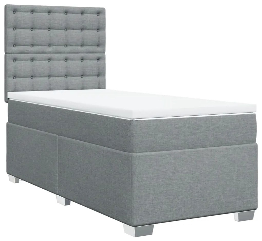 ΚΡΕΒΑΤΙ BOXSPRING ΜΕ ΣΤΡΩΜΑ ΑΝΟΙΧΤΟ ΓΚΡΙ 90X200 ΕΚ. ΥΦΑΣΜΑΤΙΝΟ 3290385