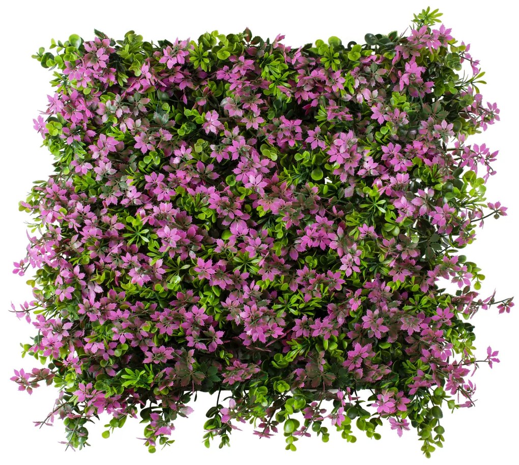 GloboStar® Artificial Garden CYPHEA HYSSOPIFOLIA 20350 Τεχνητό Διακοσμητικό Πάνελ Λουλουδιών - Κάθετος Κήπος σύνθεση Άνθος Κουφέας Μ50 x Π50 x Υ11cm