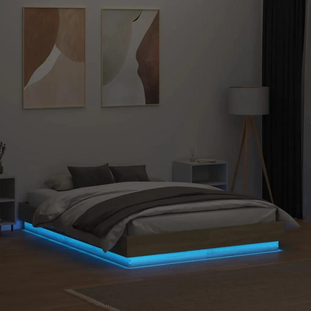 Πλαίσιο Κρεβατιού με LED Sonoma Δρυς 135x190 εκ. - Καφέ