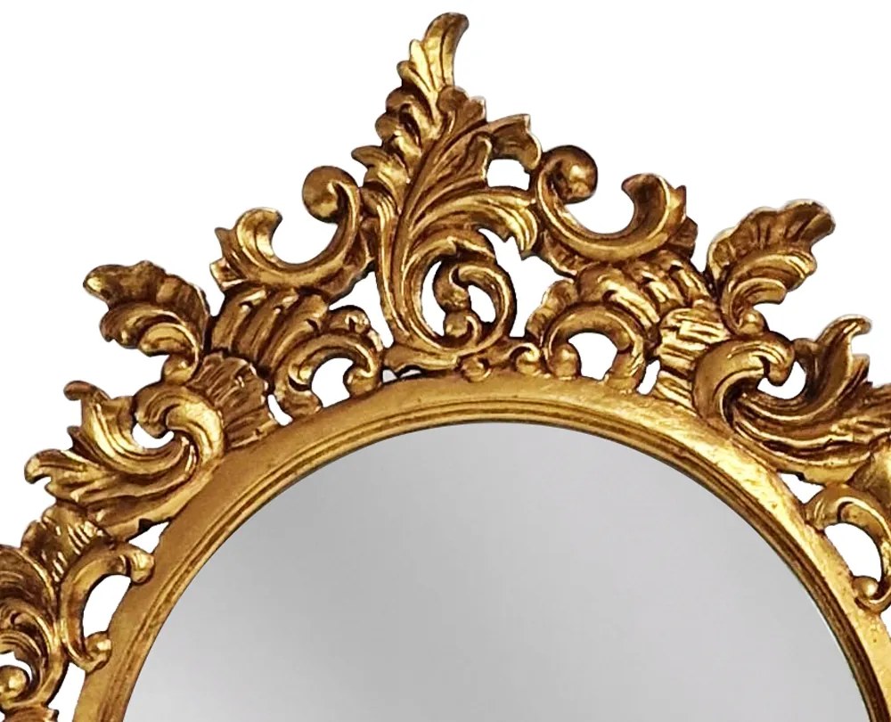 Artekko Mirroki Ξύλινος Oval Χρυσός Σκαλιστός Καθρέπτης Τοίχου (110 x 85)cm - 667-4008-A - 667-4008-A