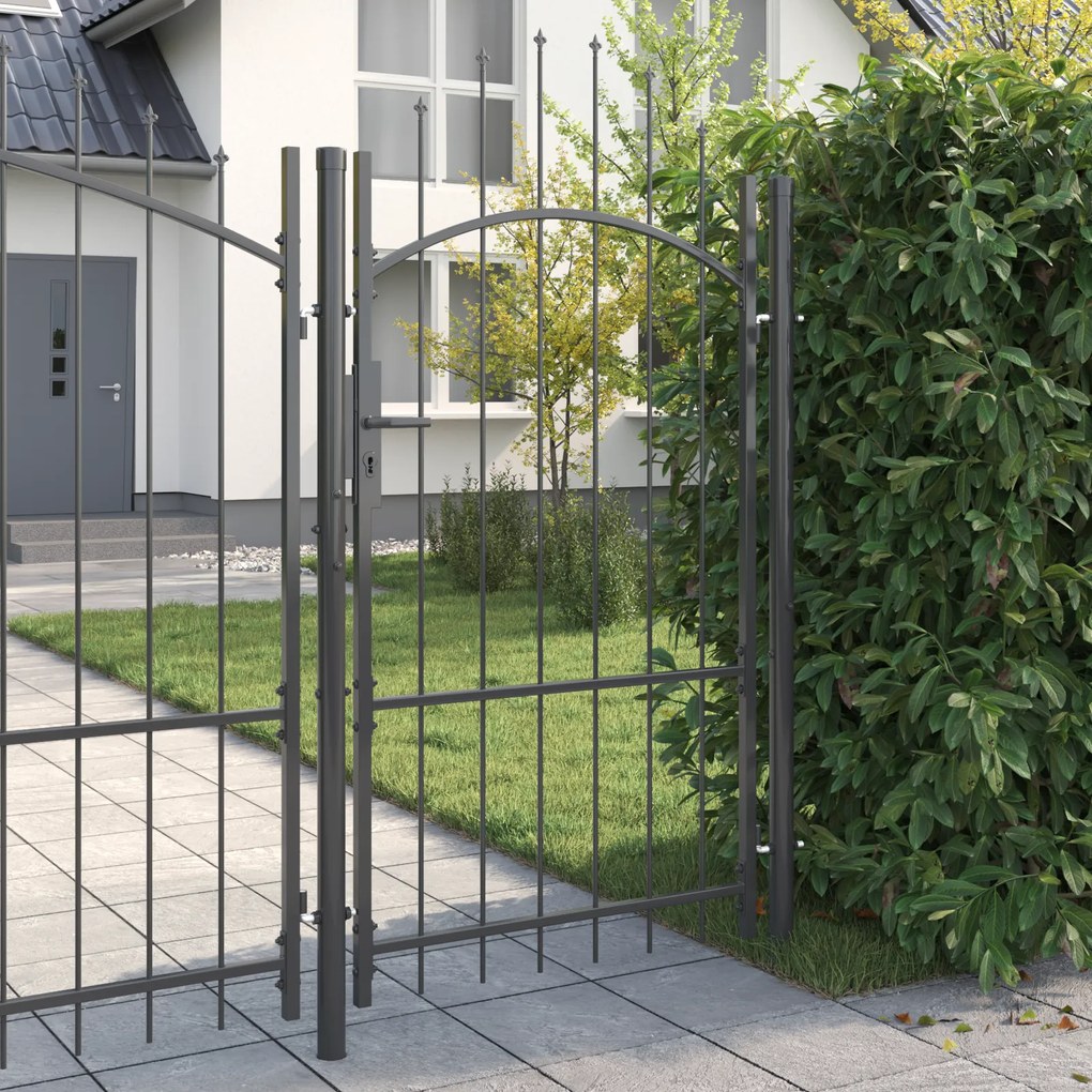 vidaXL Πύλη Κήπου, Πύλη Φράχτη Γκρι 170 x 100 εκ. 100 x 175 cm Ατσάλι