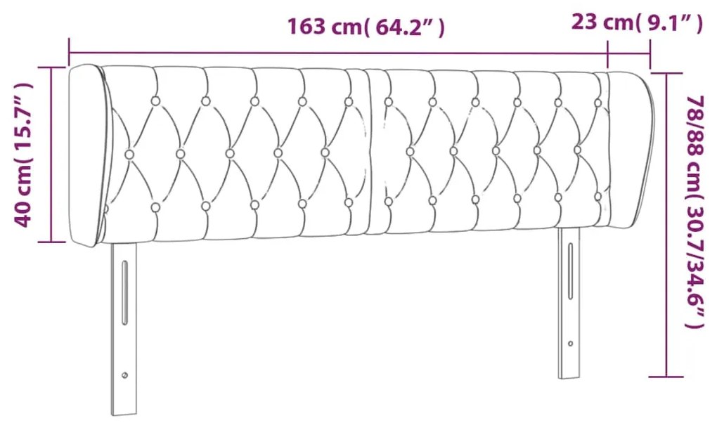 Κεφαλάρι με Πτερύγια Ανοιχτό Γκρι 163x23x78/88 εκ. Υφασμάτινο 3117486