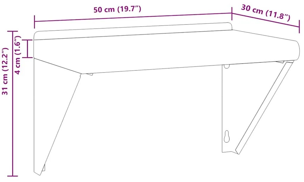 ΡΑΦΙ ΤΟΙΧΟΥ ΑΣΗΜΙ 50X30X31 ΕΚ. ΑΝΟΞΕΙΔΩΤΟ ΑΤΣΑΛΙ 30277