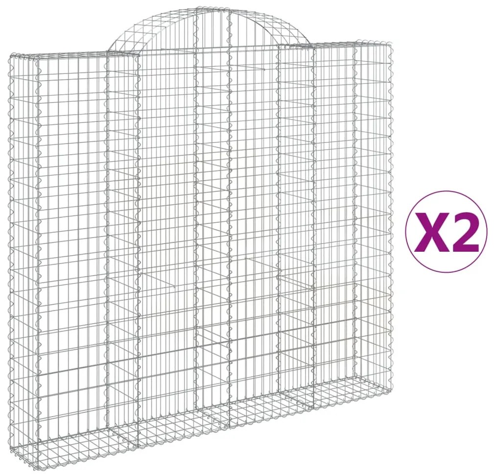 vidaXL Συρματοκιβώτια Τοξωτά 2 τεμ. 200x30x180/200 εκ. Γαλβαν. Ατσάλι