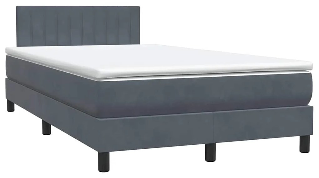 BOX SPRING ΚΡΕΒΑΤΙ ΜΕ ΣΤΡΩΜΑ ΣΚΟΥΡΟ ΓΚΡΙ 120X220 CM ΒΕΛΟΥΔΙΝΟ 3316444