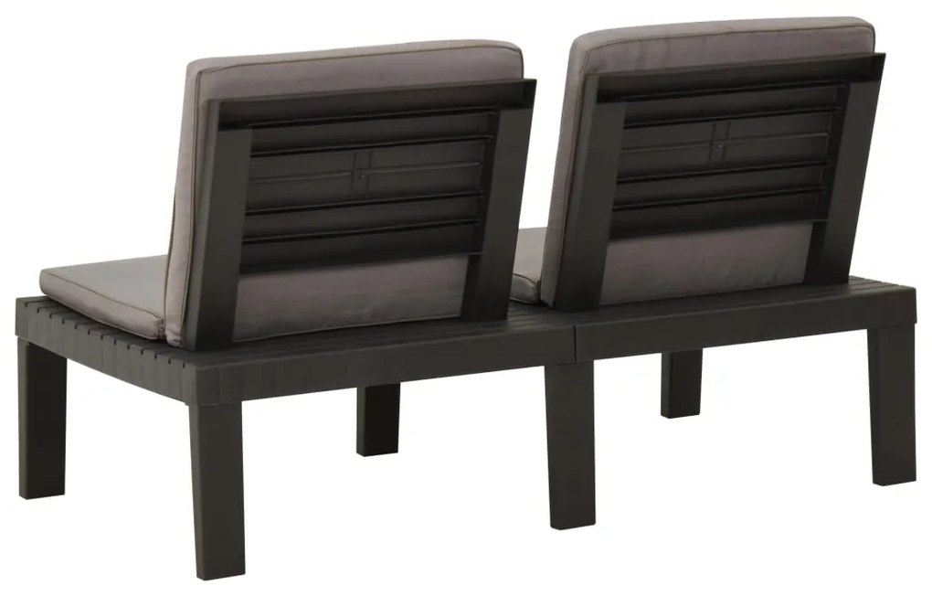 vidaXL Παγκάκια Κήπου 2 τεμ. Γκρι Πλαστικά με Μαξιλάρια