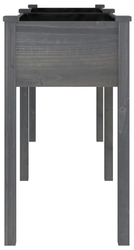 Γλάστρα με Επένδυση Γκρι 161x45x76 εκ. από Μασίφ Ξύλο Ελάτης - Γκρι