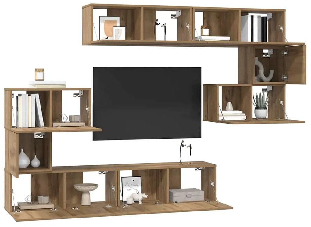 vidaXL Σετ επίπλου τηλεόρασης 8 pcs artisan δρυς 80 x 30 x 30 εκ