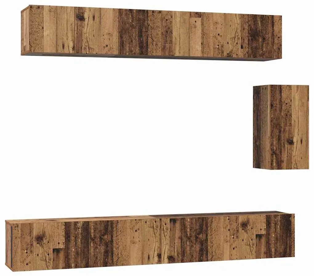 vidaXL Σετ επίπλου τηλεόρασης 6 pcs Παλαιό ξύλο 100 x 30 x 30 cm