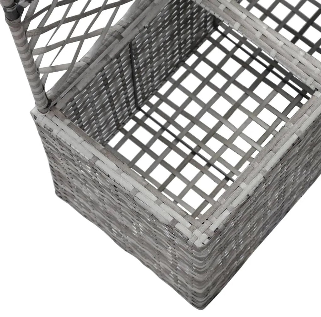 vidaXL Ζαρντινιέρα Υπερυψωμένη+Καφασωτό Γκρι 58x30x107 εκ. Συνθ. Ρατάν