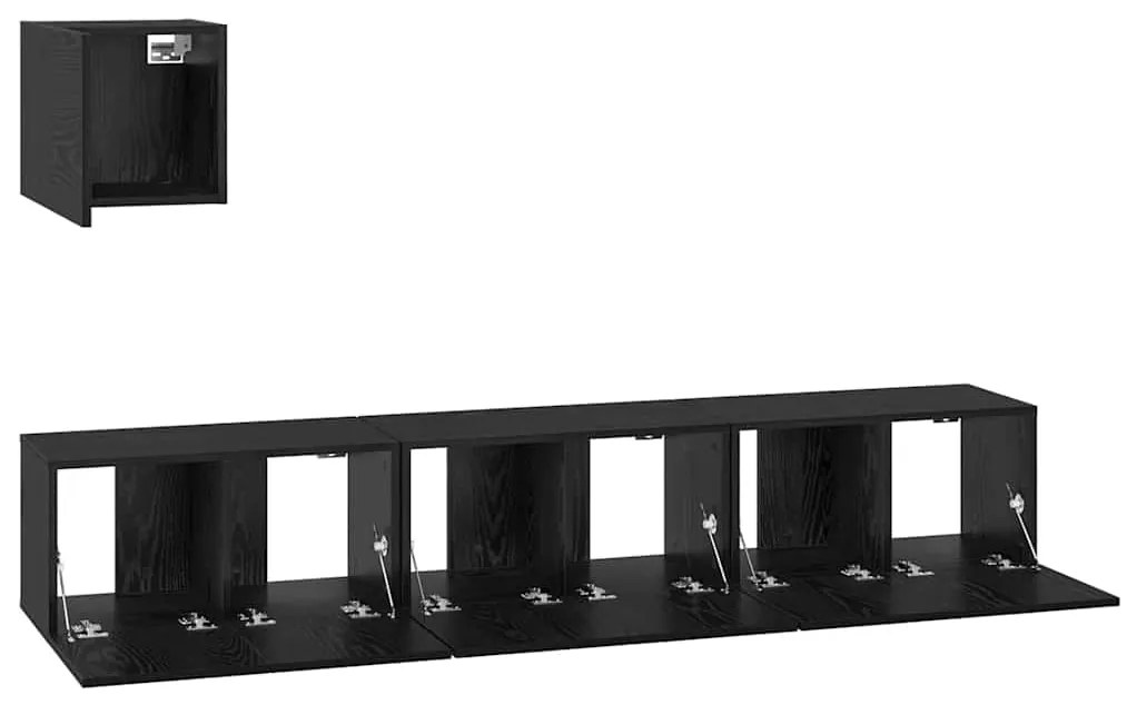 vidaXL Σετ επίπλου τηλεόρασης 4 pcs Μαύρη Οξυά Επεξεργασμένο ξύλο