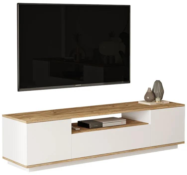 Έπιπλο τηλεόρασης Soren sonoma-λευκό 180x.44.5x44.6εκ Υλικό: CLIPBOARD WITH MELAMINE COATING 18mm - MDF 176-000057