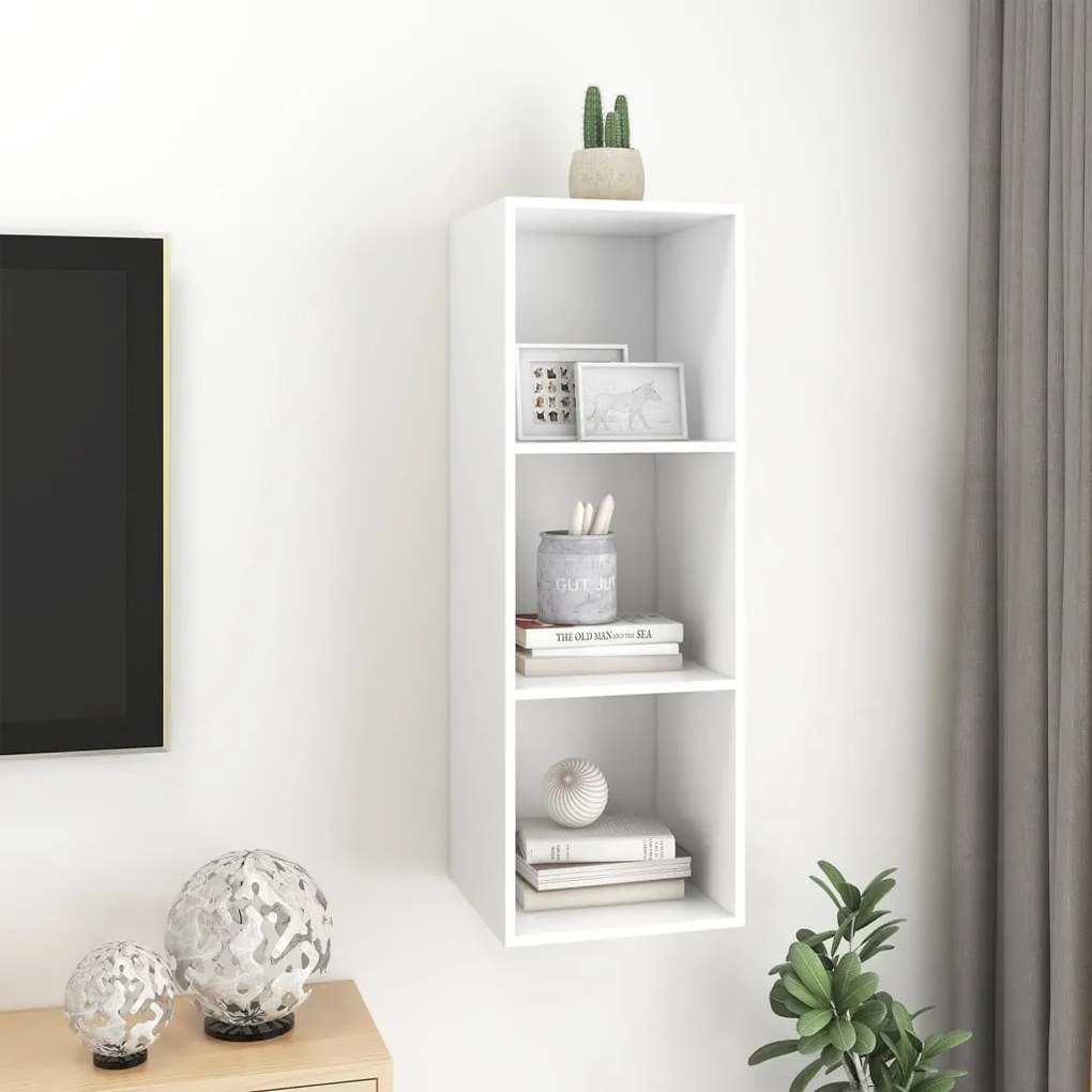 vidaXL Έπιπλο Τηλεόρασης Κρεμαστό Λευκό 37x37x107 εκ. από Επεξ. Ξύλο