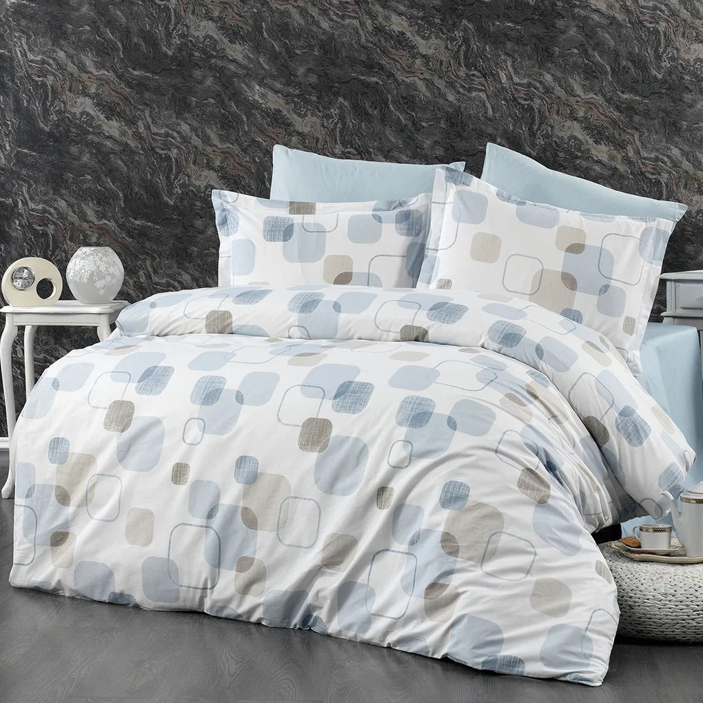 Σεντόνια Μονά (Σετ 160x240) Dimcol Μελίνα 707 White-Light Blue