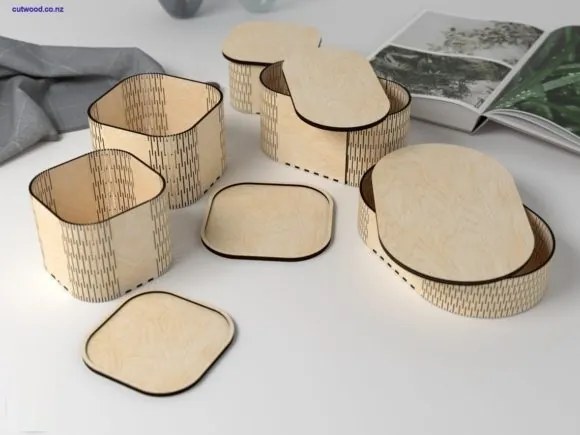 Σετ 2 τεμαχίων – Intra Ultra Ξύλινο Πολυτελές Κουτί Οργάνωσης με Καμπύλες Λεπτομέρειες 10x32x30 cm Box01-00002