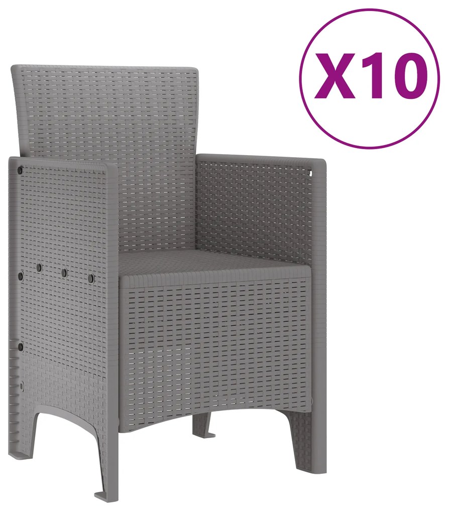 vidaXL 11τμηματικό Σετ Εξωτερικής Τραπεζαρίας, Ανοιχτό Γκρί, Πολυ Ράτταν