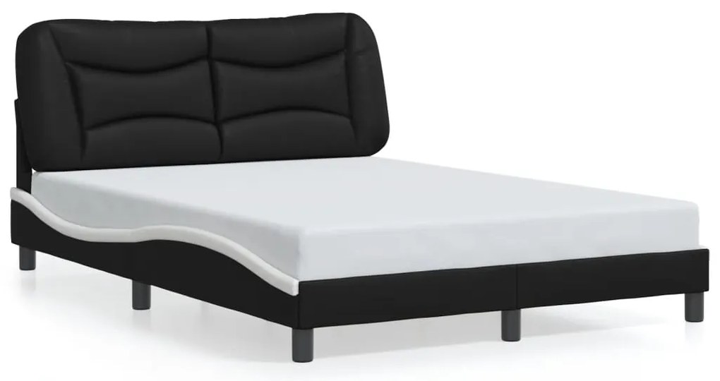 vidaXL Πλαίσιο κρεβατιού χωρίς Στρώμα Hvar Μαύρο/Λευκό 140x200εκ Συνθ. Δέρμα