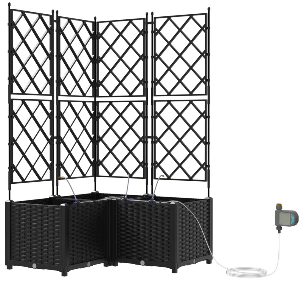 vidaXL Γλάστρες Κήπου 1 τεμ Καφασωτό Μαύρο 80 x 80 x 142 cm Πλαστικό