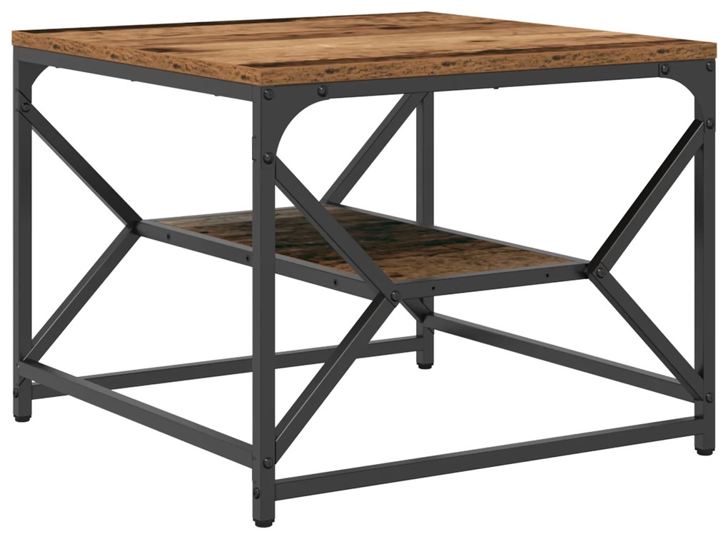 vidaXL Καφέ Τραπεζάκι με Ράφι από Παλιό Ξύλο 51x50x40 εκ.