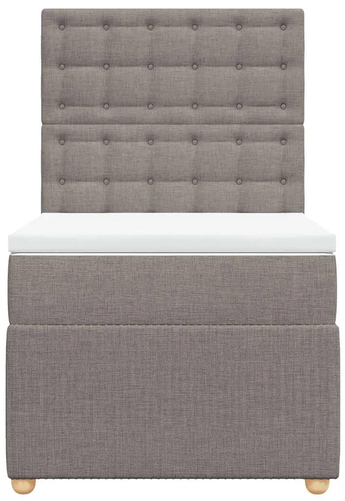 vidaXL Κρεβάτι Boxspring με Στρώμα Taupe 90x190 εκ.Υφασμάτινο