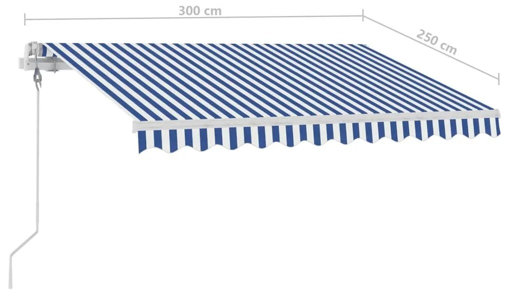 Τέντα Αυτόματη Ανεξάρτητη Μπλε/Λευκό 300 x 250 εκ. - Μπλε