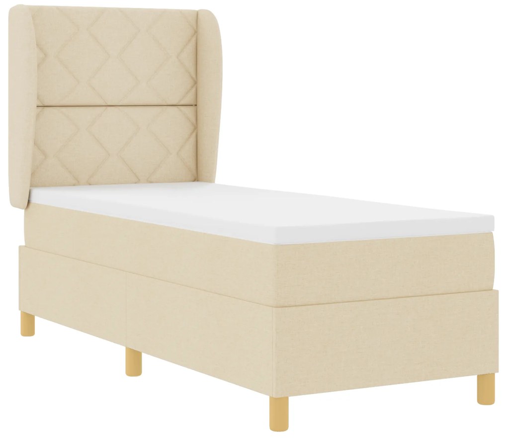 vidaXL Κρεβάτι Box Spring  με στρώμα Κρεμ 80x200 εκ. Υφασμάτινο
