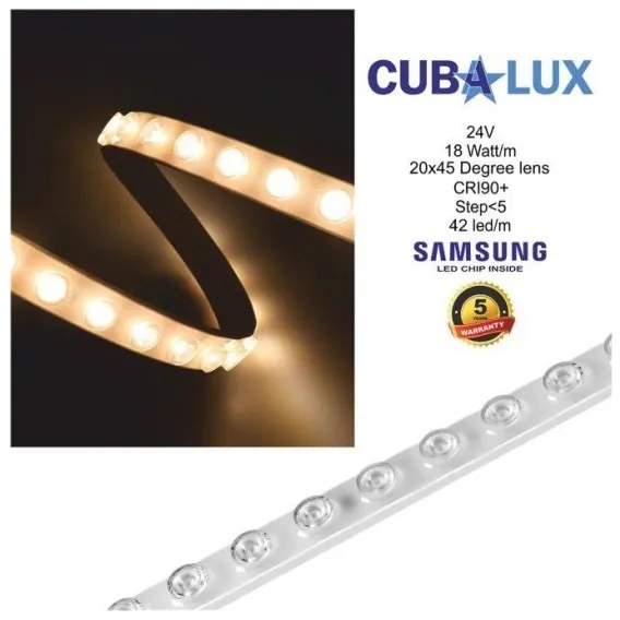 Ταινία LED 18W/m 1M 42LED/M 24V CRI90 4000K 2088lm/m JAZZ 132006 Cubalux 132006