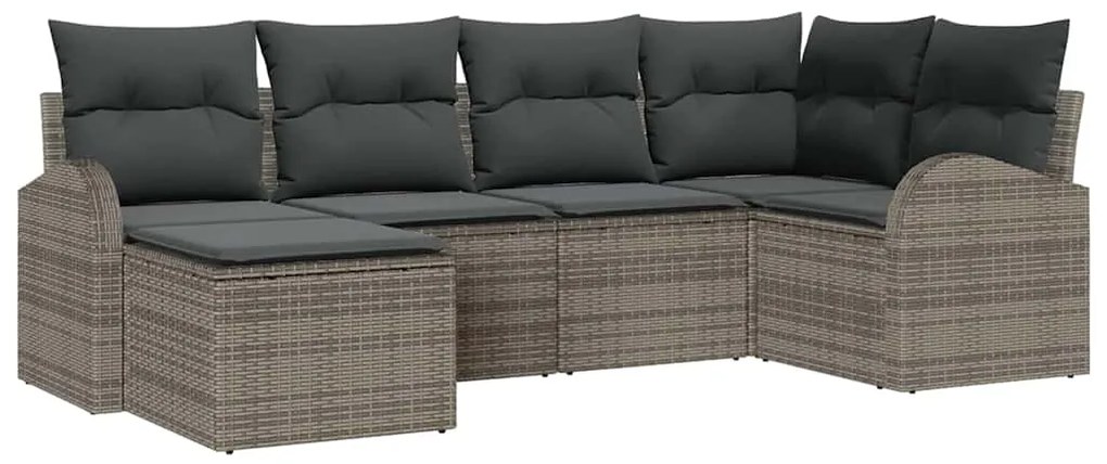 vidaXL Σετ Καναπέ Κήπου με μαξιλάρι 6 pcs Γκρι Πολυ ράταν
