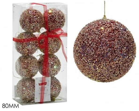 Μπάλα με glitter πολύχρωμο Φ8cm σετ 8τμχ 06510677 ArteLibre 06510677 Λευκό