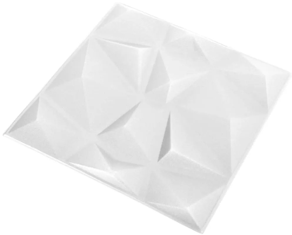 vidaXL Πάνελ Τοίχου 3D 24 τεμ. Λευκό Διαμαντιού 50 x 50 εκ. 6 μ²