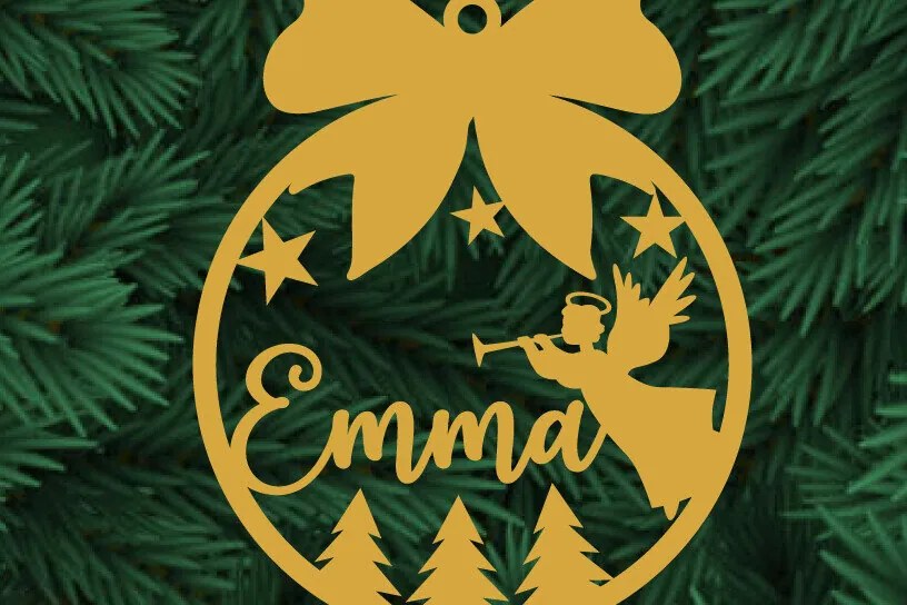 Σετ των 2 Intra απο ξύλο plywood  Χρώμα wenge 3mm-4mm πάχος - κοπής με λέιζερ Χριστουγεννιάτικο στολίδι Emma Δίασταση 6x6 cm INTRAFABR-47241506