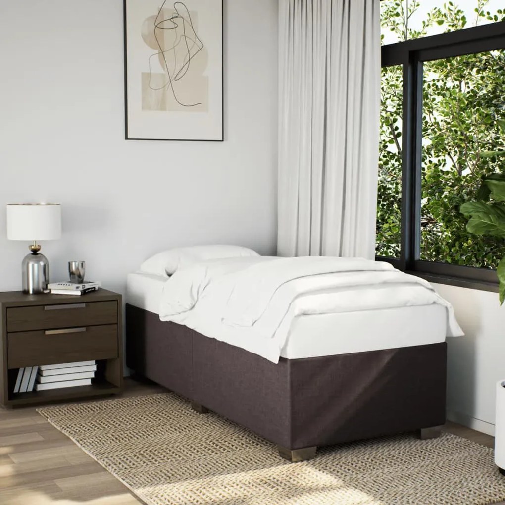 vidaXL Κρεβάτι Boxspring με Στρώμα Σκούρο Καφέ 80x200 εκ. Υφασμάτινο