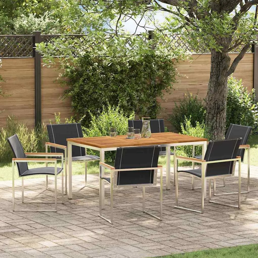 vidaXL Σέτ φαγητού για κήπο 7 pcs Σταθερό Ξύλο Ακακίας